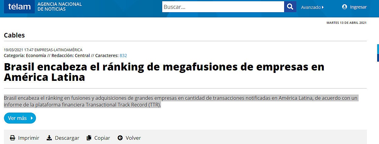 Brasil encabeza el rnking de megafusiones de empresas en Amrica Latina